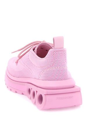 Giày Sneakers Mạng Kỹ Thuật Màu Hồng Nữ với Đường Cắt da Thuộc và Nubuck