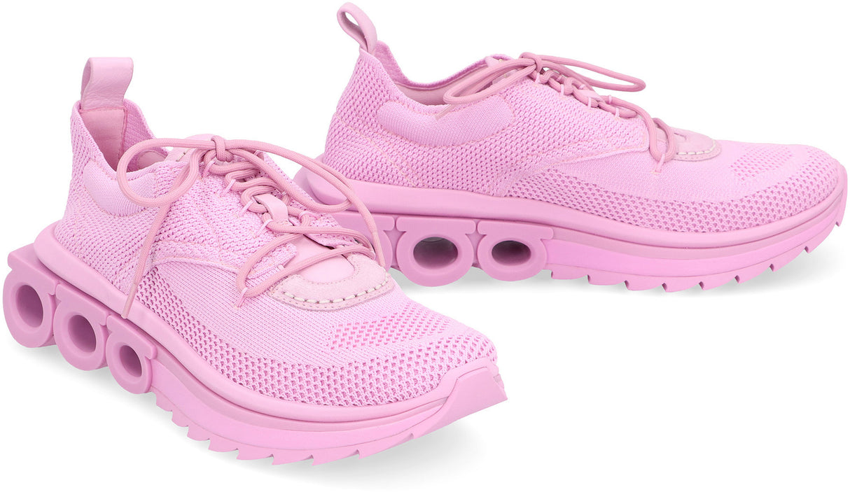 FERRAGAMO Pink NUBUCK Low-Top Sneakers for Women