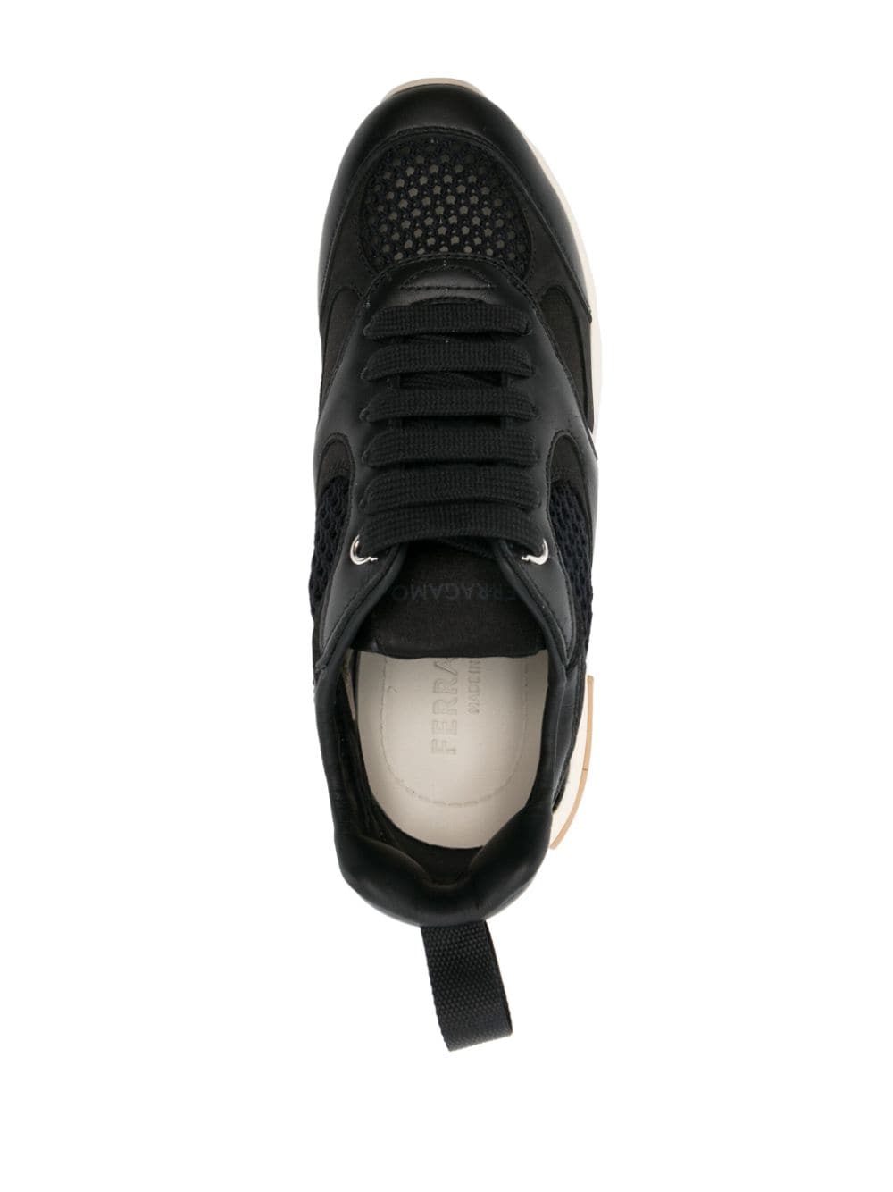 Black Leather Almond-Toe Sneakers for Women by Ferragamo