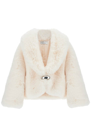 GIUSEPPE DI MORABITO Mini Faux Fur Jacket with Scarf Collar