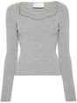 GIUSEPPE DI MORABITO Crystal Chain-Link Grey Sweater - Women's Medium