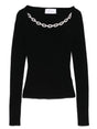 GIUSEPPE DI MORABITO Elegant Black Merino Wool Sweater with Crystal Details