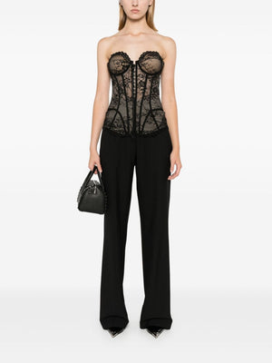 GIUSEPPE DI MORABITO Black Tulle Overlay Bustier Top