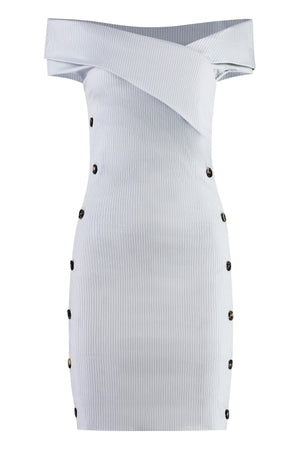 PHILOSOPHY DI LORENZO SERAFINI Striped Dress with Front Buttons in Grey for Women - SS24 Collection