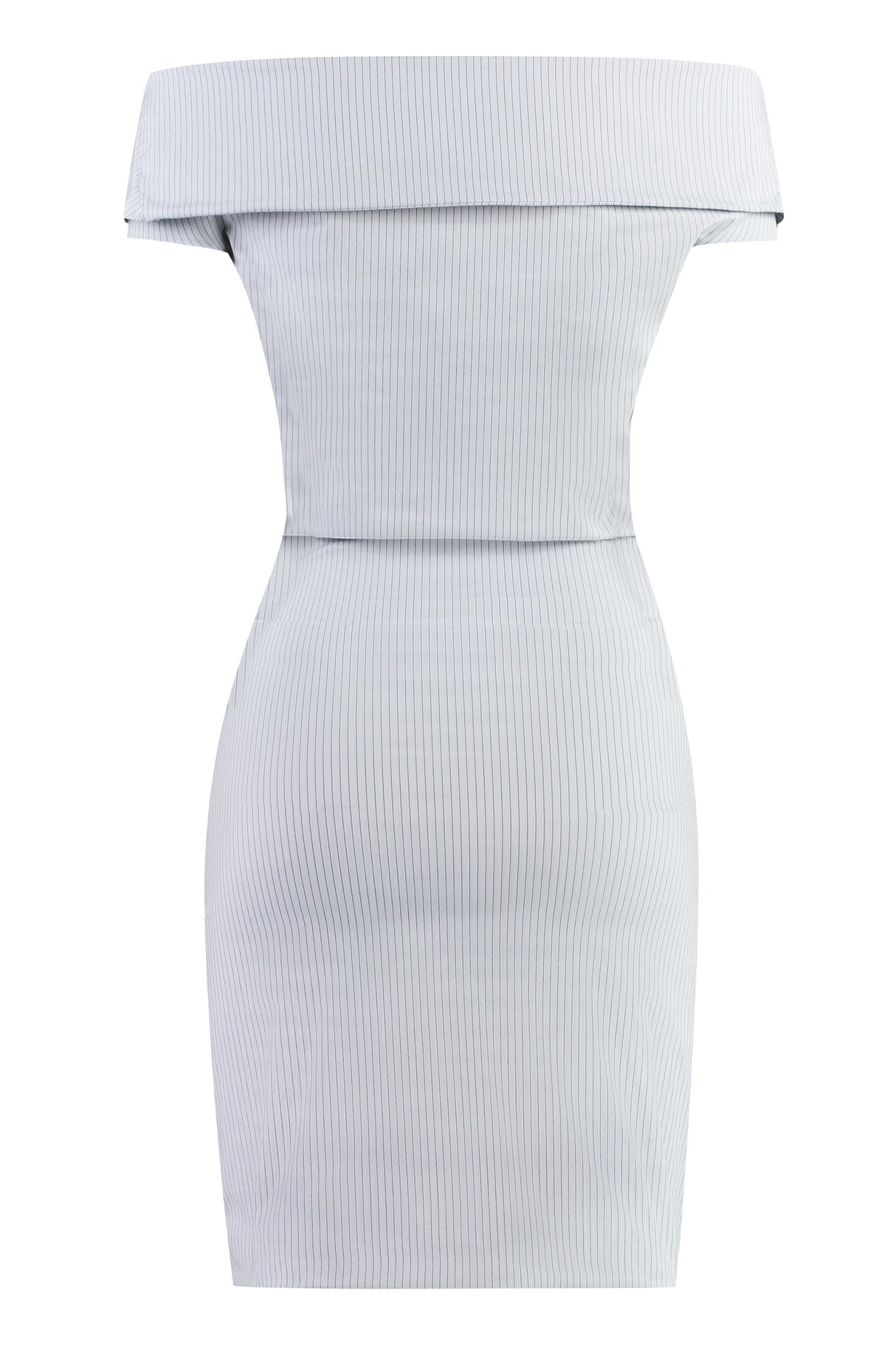 PHILOSOPHY DI LORENZO SERAFINI Striped Dress with Front Buttons in Grey for Women - SS24 Collection