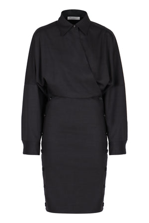 PHILOSOPHY DI LORENZO SERAFINI Chic Wool-Blend Asymmetric Shirt Dress