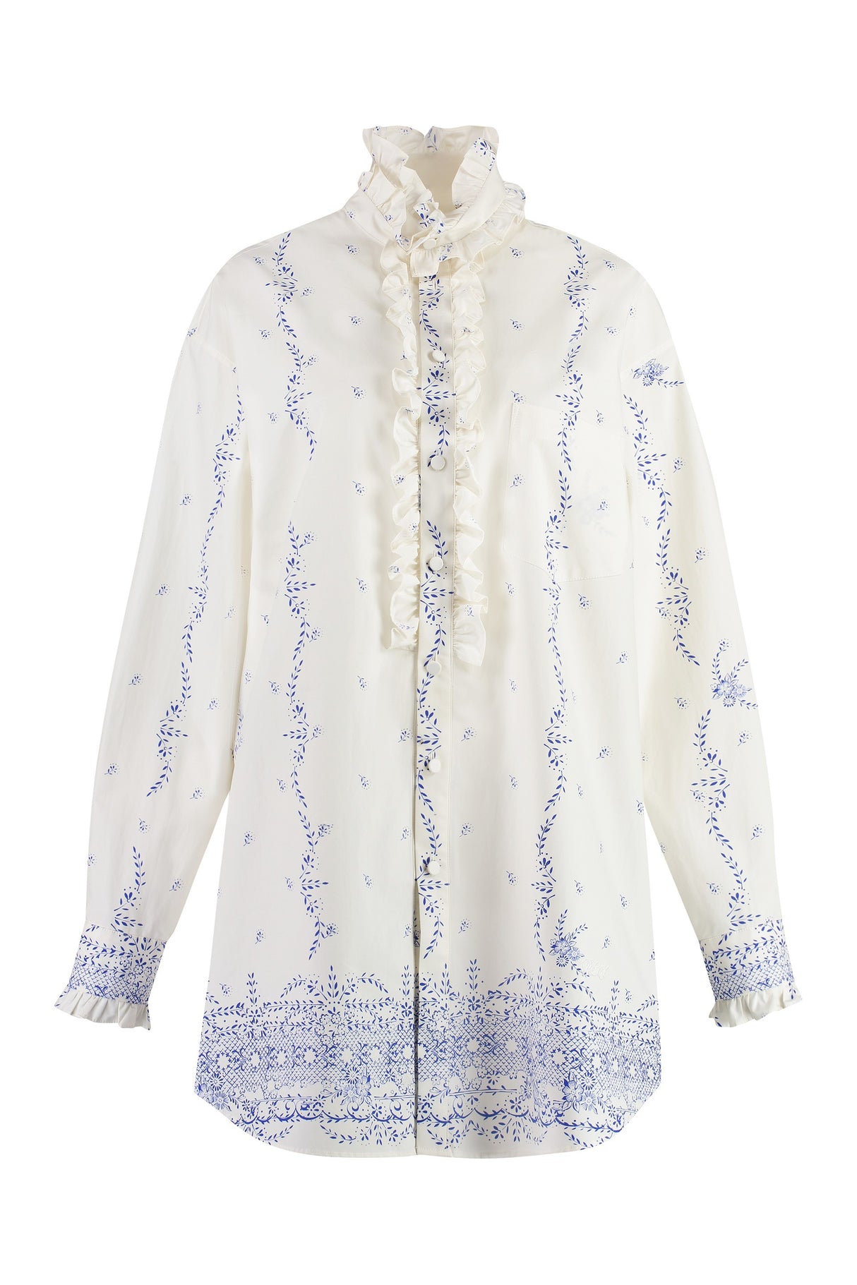 PHILOSOPHY DI LORENZO SERAFINI White Poplin Ruffled Shirtdress