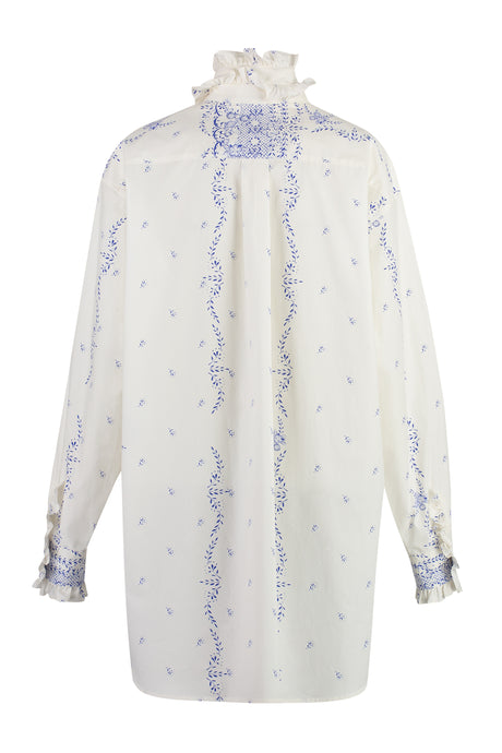 PHILOSOPHY DI LORENZO SERAFINI White Poplin Ruffled Shirtdress