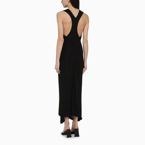 PHILOSOPHY DI LORENZO SERAFINI Sleeveless Black Viscose Midi Dress with Back Neckline Detail