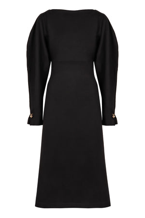 PHILOSOPHY DI LORENZO SERAFINI Elegant Wool-Blend Midi Dress with Boat Neckline