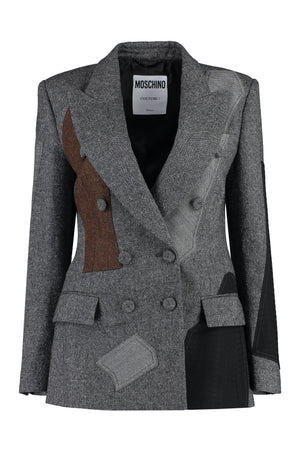 MOSCHINO COUTURE Chic Patchwork Wool Blend Blazer for Women