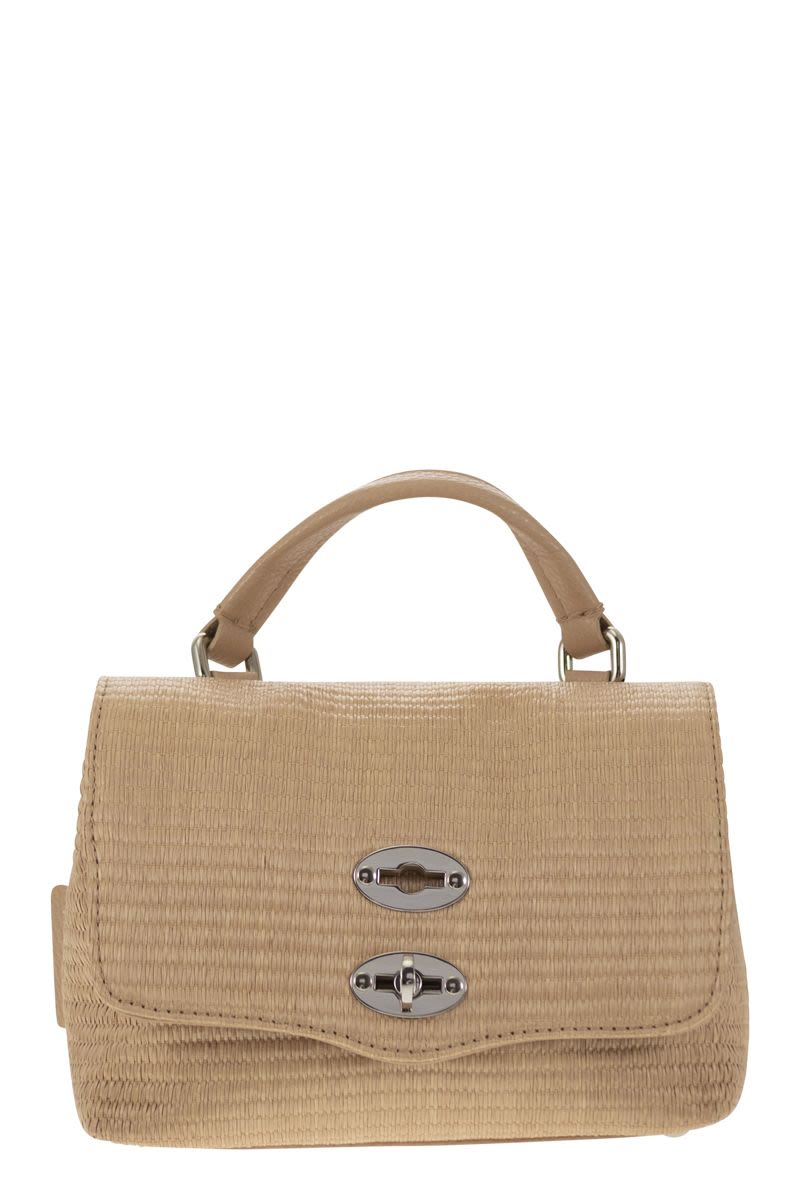 ZANELLATO Versatile Beige Shoulder Bag with Raffia and Leather Combination