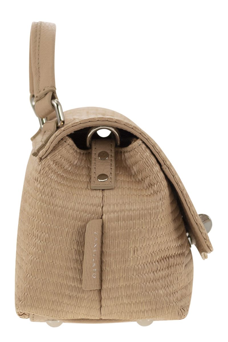 ZANELLATO Versatile Beige Shoulder Bag with Raffia and Leather Combination