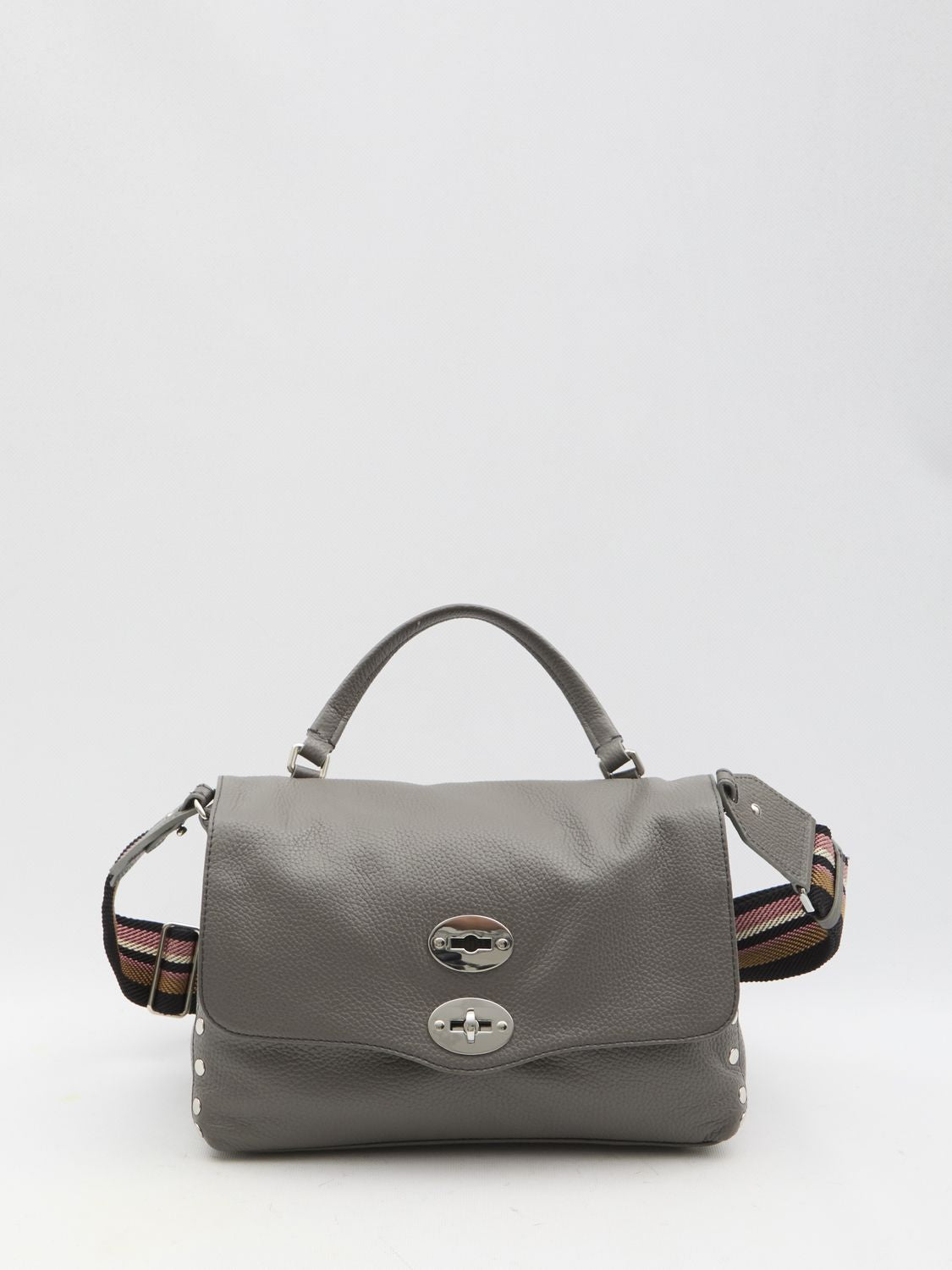 ZANELLATO Mini Soft Gray Leather Handbag with Silver Accents