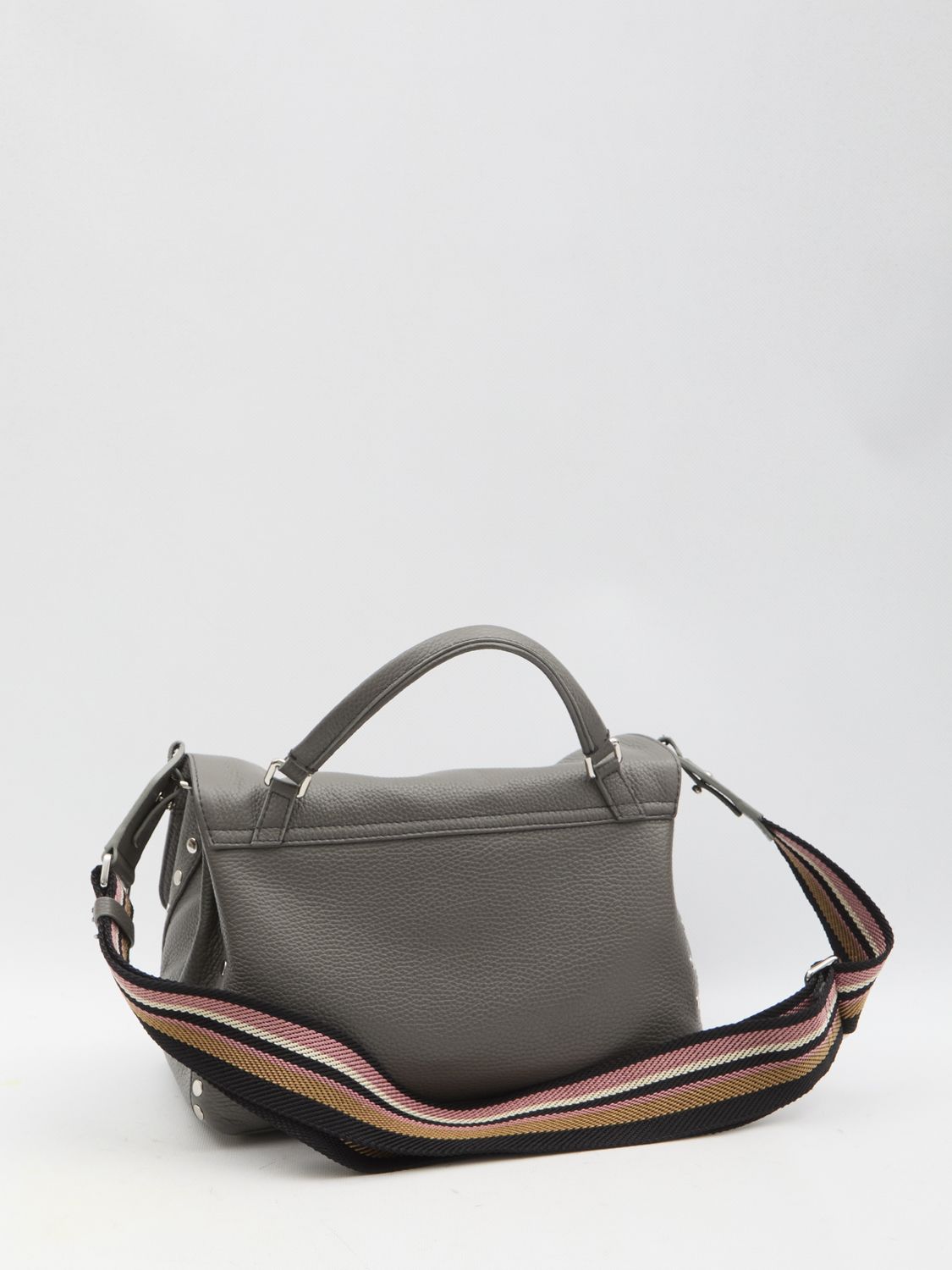 ZANELLATO Mini Soft Gray Leather Handbag with Silver Accents