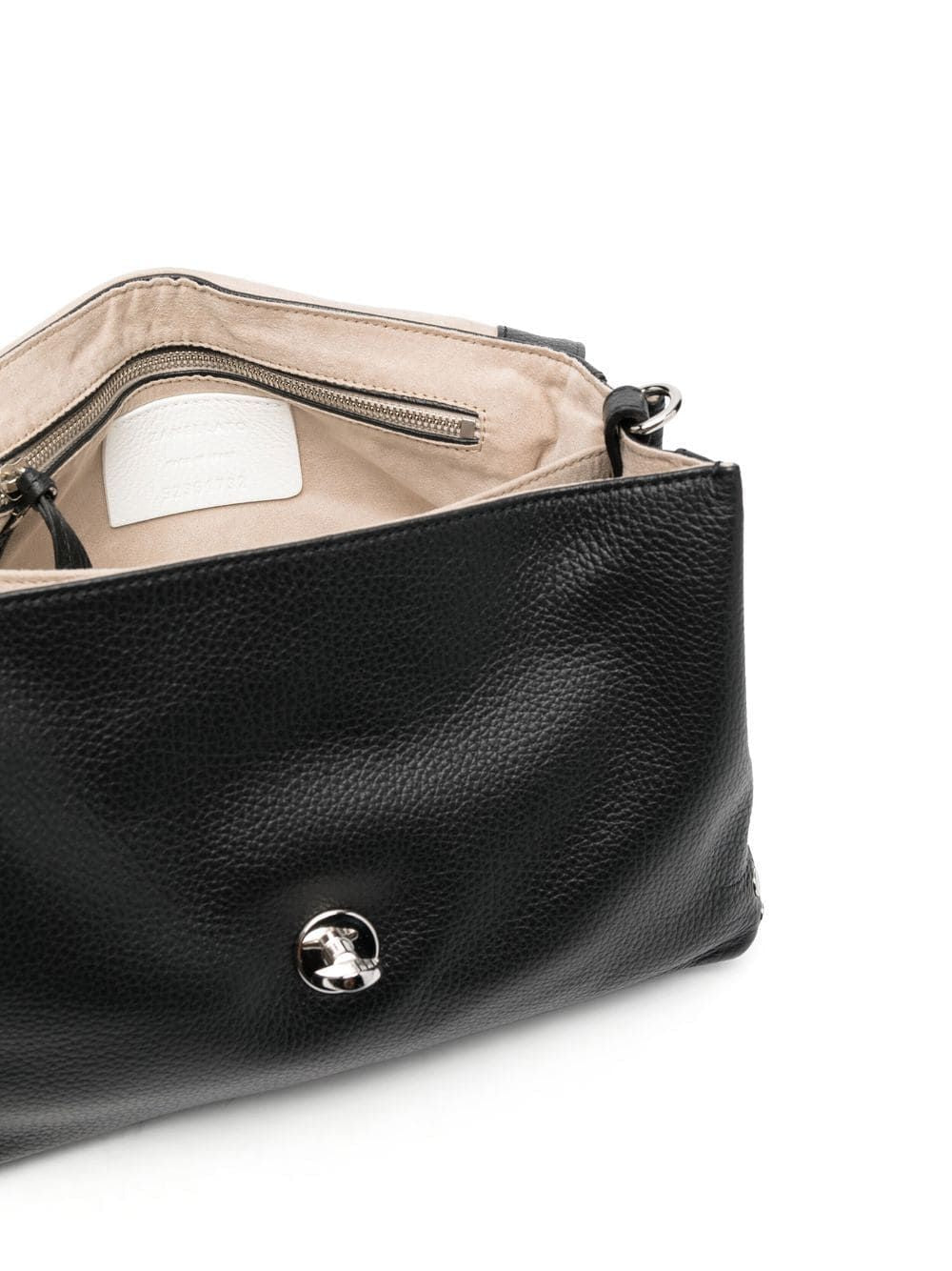 ZANELLATO Pebbled Leather Handbag with Flip-Lock Closure and Top Handle