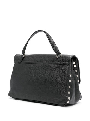 ZANELLATO Mini Leather Handbag with Silver-Tone Details