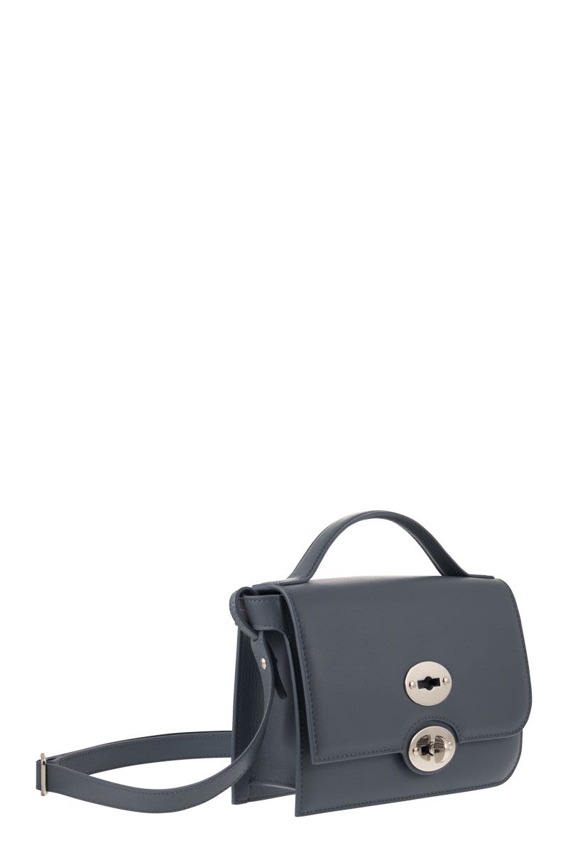 ZANELLATO Square Minimalist Bordeaux Handbag with Detachable Strap - FW23