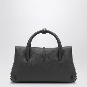 ZANELLATO Mini Grey Leather Handbag with Elegant Twist-Lock Closure