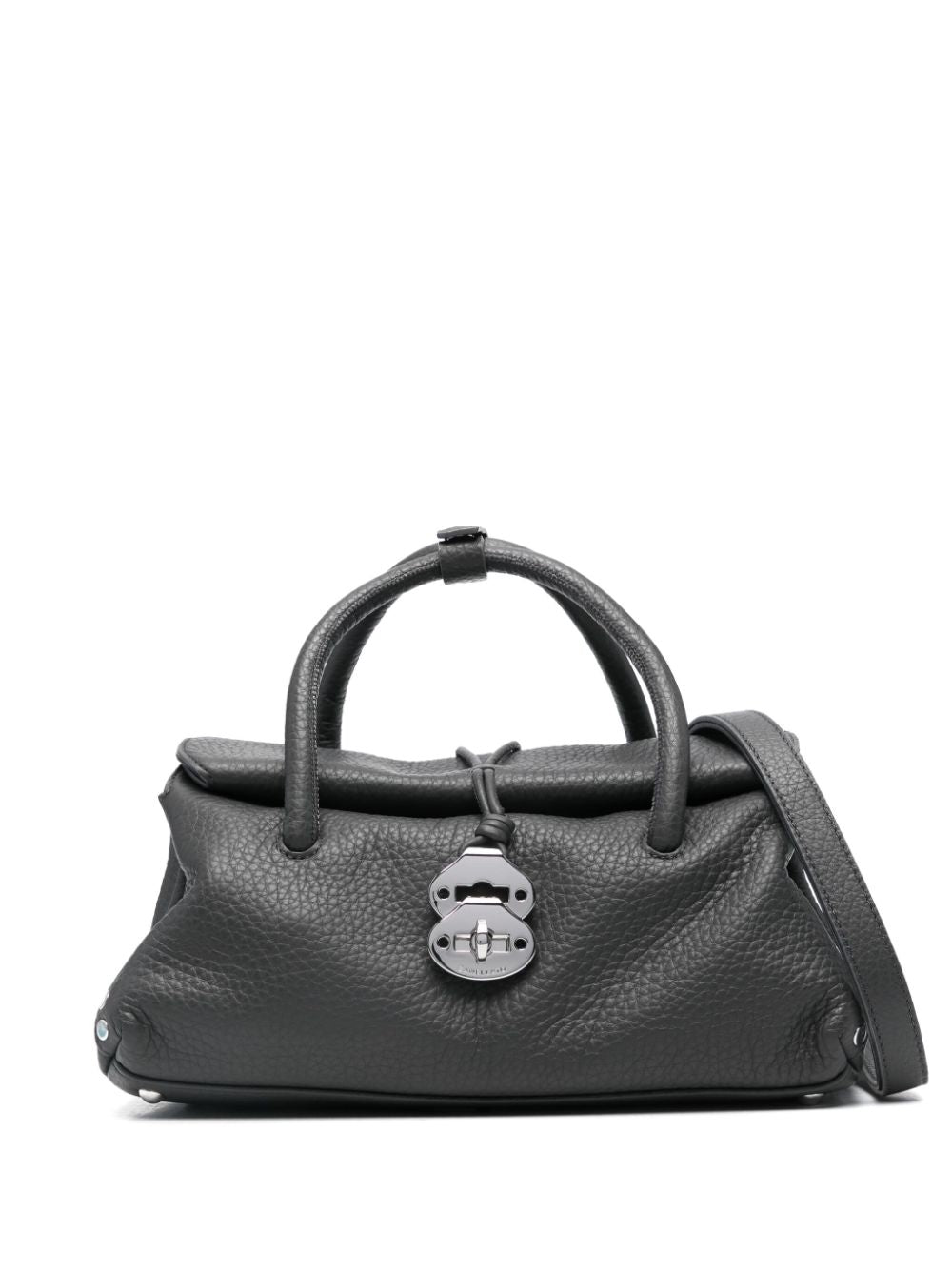 ZANELLATO Pebbled Leather Tote Handbag with Stud Embellishments