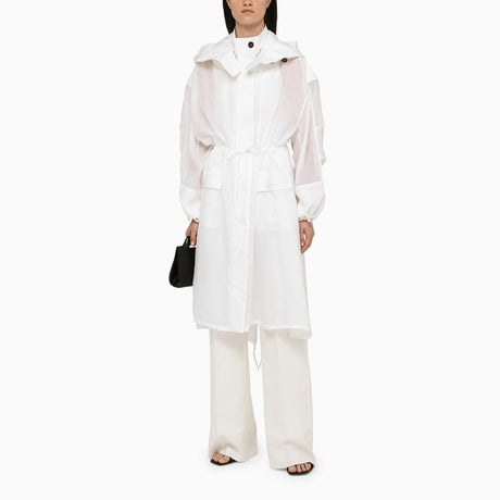FERRAGAMO White Silk Blend Parka Jacket for Women