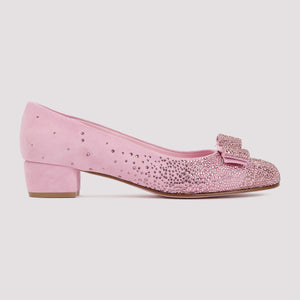 FERRAGAMO Elegant Suede Vara Ballerinas in Pink and Purple for Women