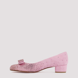 FERRAGAMO Elegant Suede Vara Ballerinas in Pink and Purple for Women