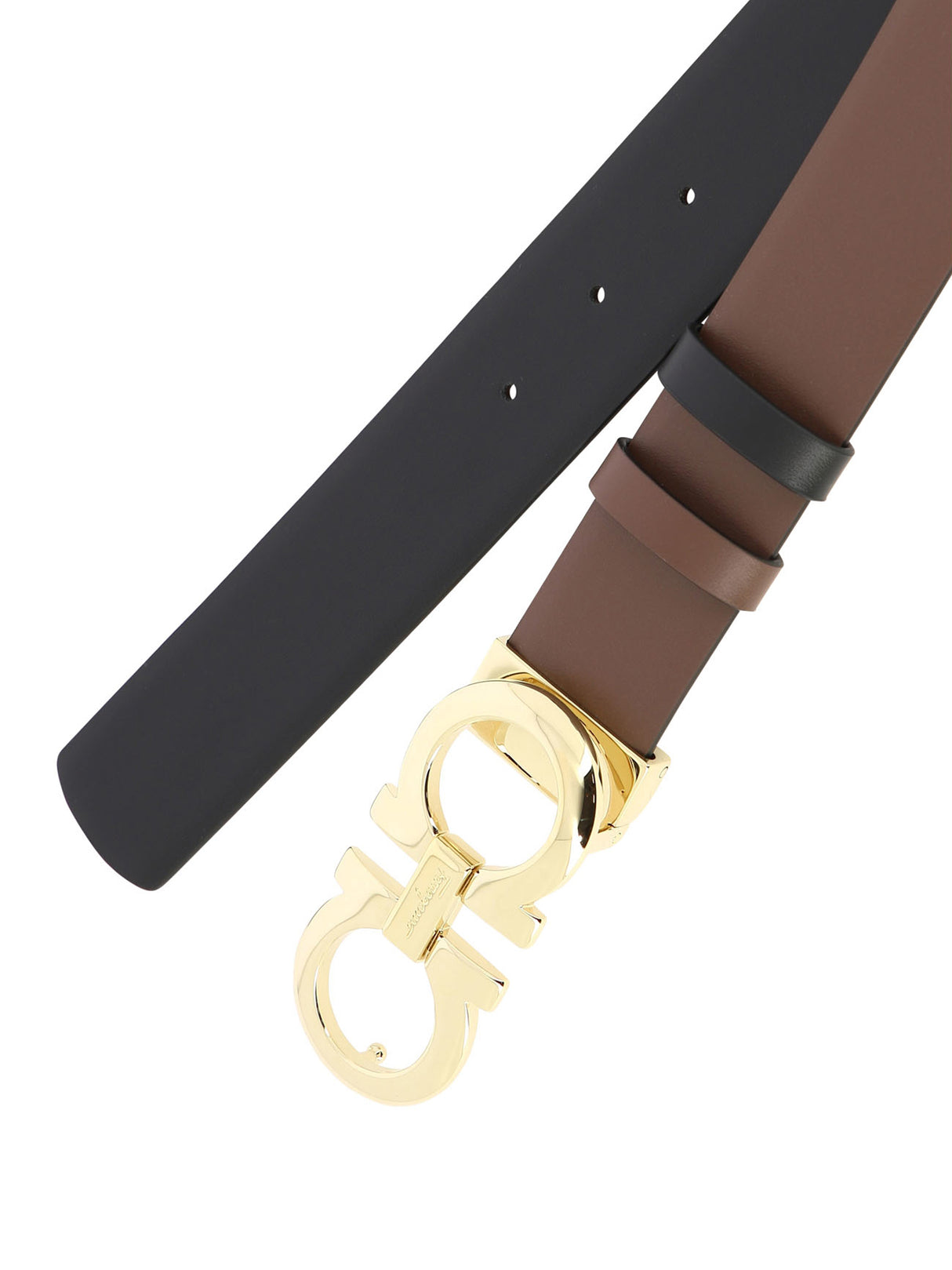Reversible and Adjustable Gancini Hook Belt in Brown for Women