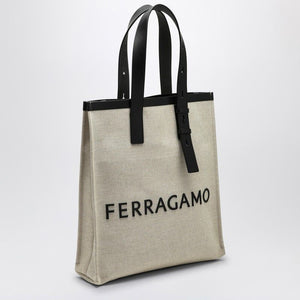 FERRAGAMO Canvas Tote Handbag with Logo - FW24 Edition