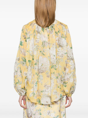 ZIMMERMANN Floral Print Blouse with Pleat Details