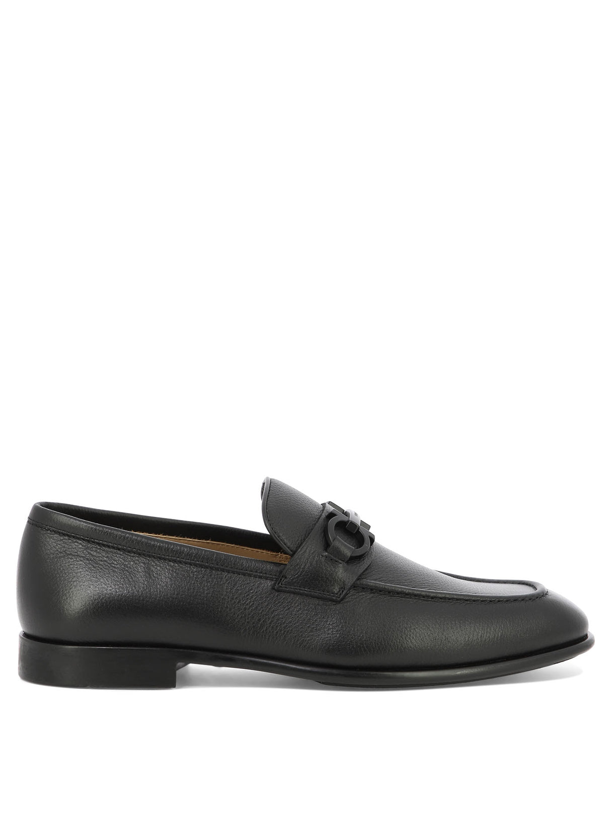 FERRAGAMO Men's Black Gancini Hook Loafers for SS24