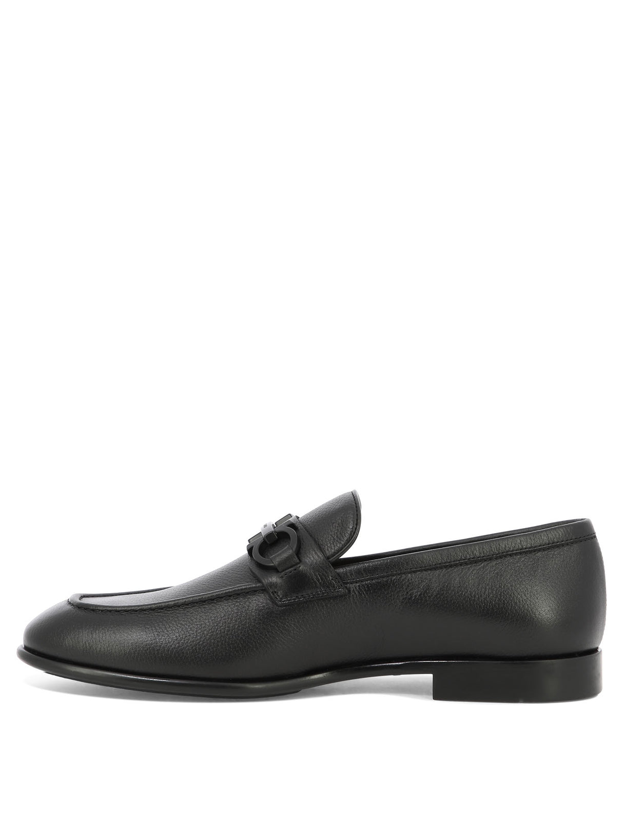 FERRAGAMO Men's Black Gancini Hook Loafers for SS24