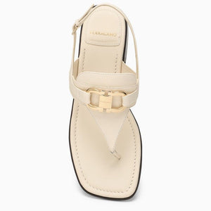 Ivory Gancini Thong Sandal by Ferragamo