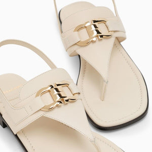 Ivory Gancini Thong Sandal by Salvatore Ferragamo