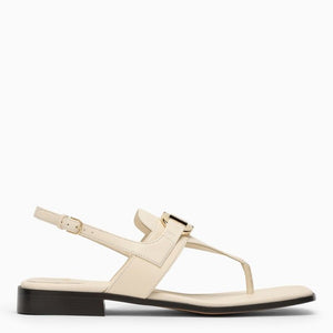 Ivory Gancini Thong Sandal by Ferragamo