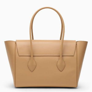 FERRAGAMO Stylish and Functional Camel-Coloured Grained Calfskin Tote Handbag for Women
