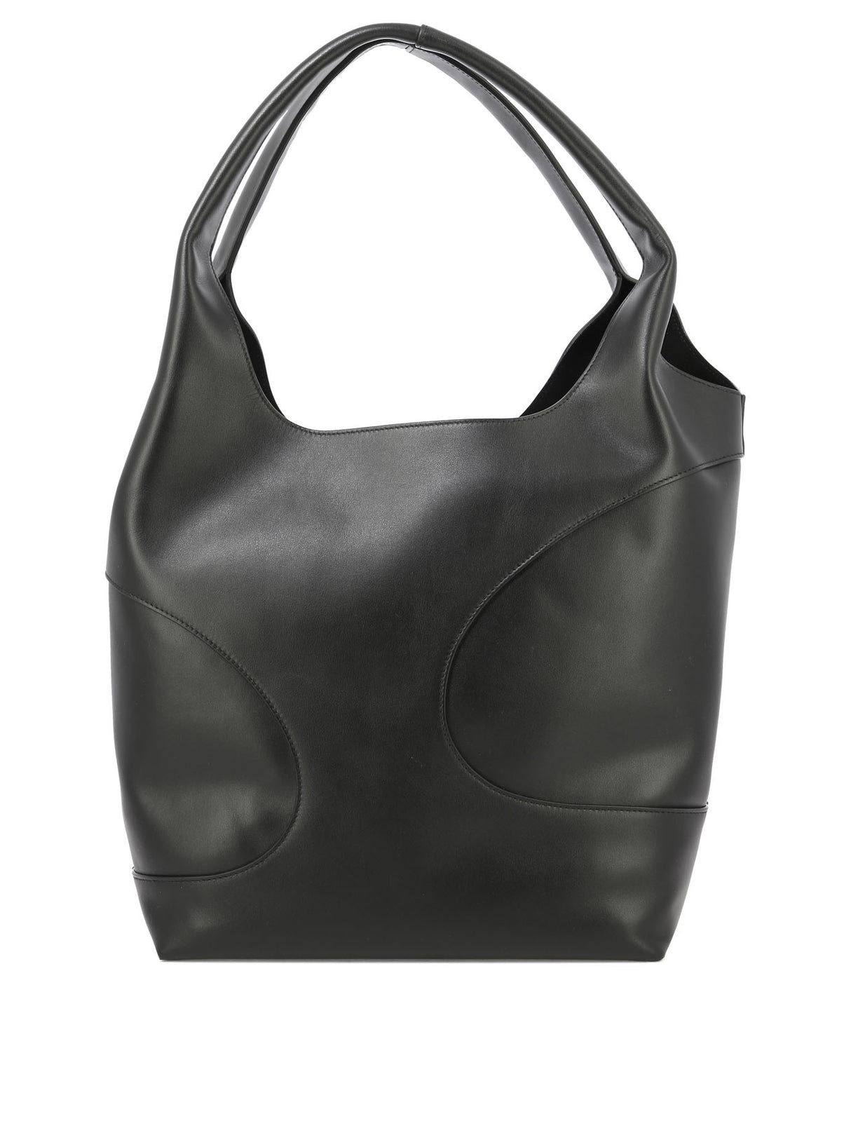FERRAGAMO Black Cutout Hobo Handbag with Suede Inserts and Removable Pouch for Women