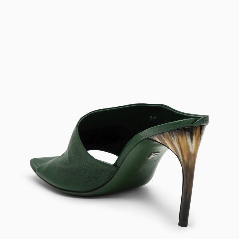 FERRAGAMO Forest Green Slide with Curved Heel for Women