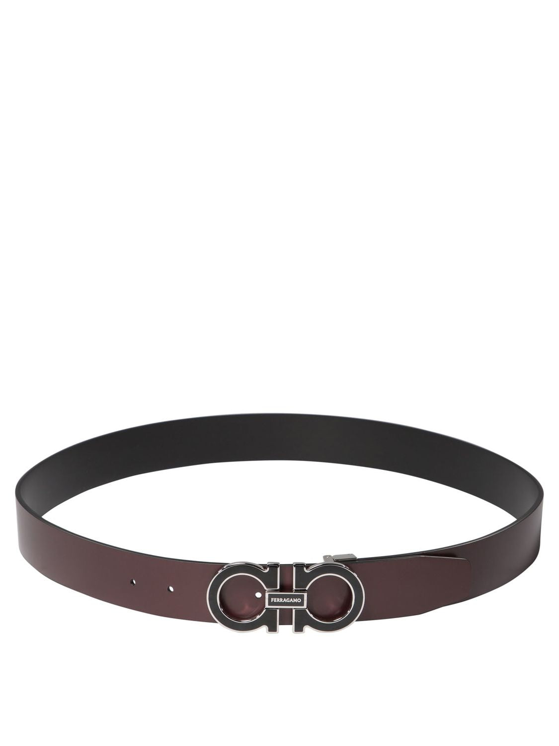 FERRAGAMO Reversible Adjustable Leather Belt with Dual-Toned Buckle - 3.5 cm