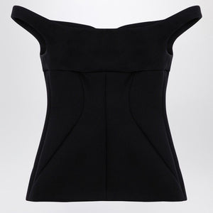 PHILOSOPHY DI LORENZO SERAFINI Elegant Black Nylon Sweetheart Top