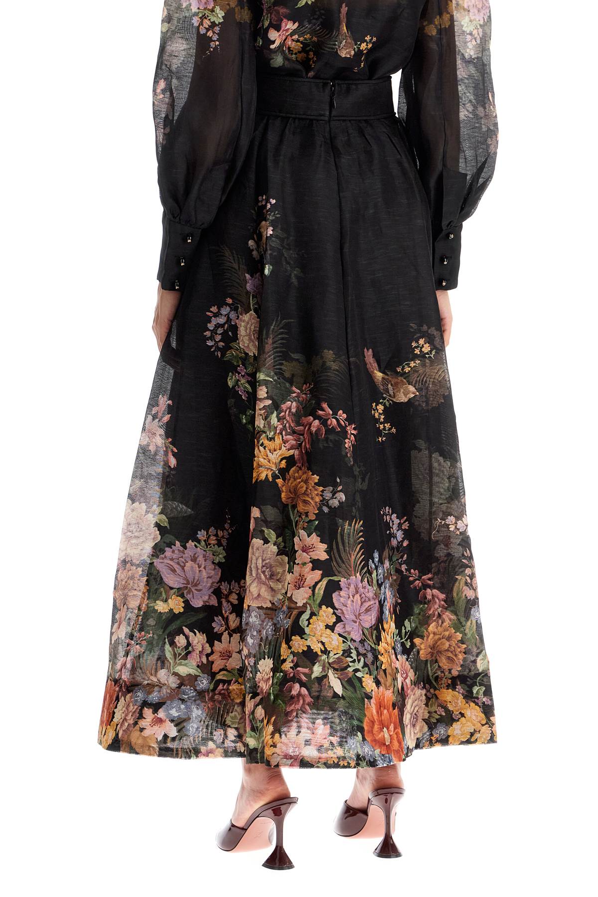 ZIMMERMANN Floral Maxi Skirt with Ruching Details - Size 1