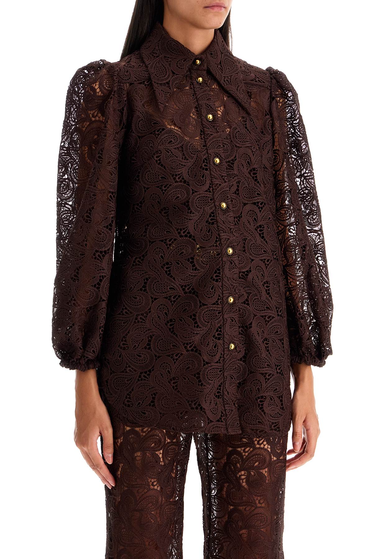 ZIMMERMANN Elegant Lace Shirt with Puff Sleeves - Size 0