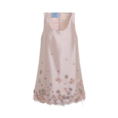 PRADA Embroidered Silk Mini Dress