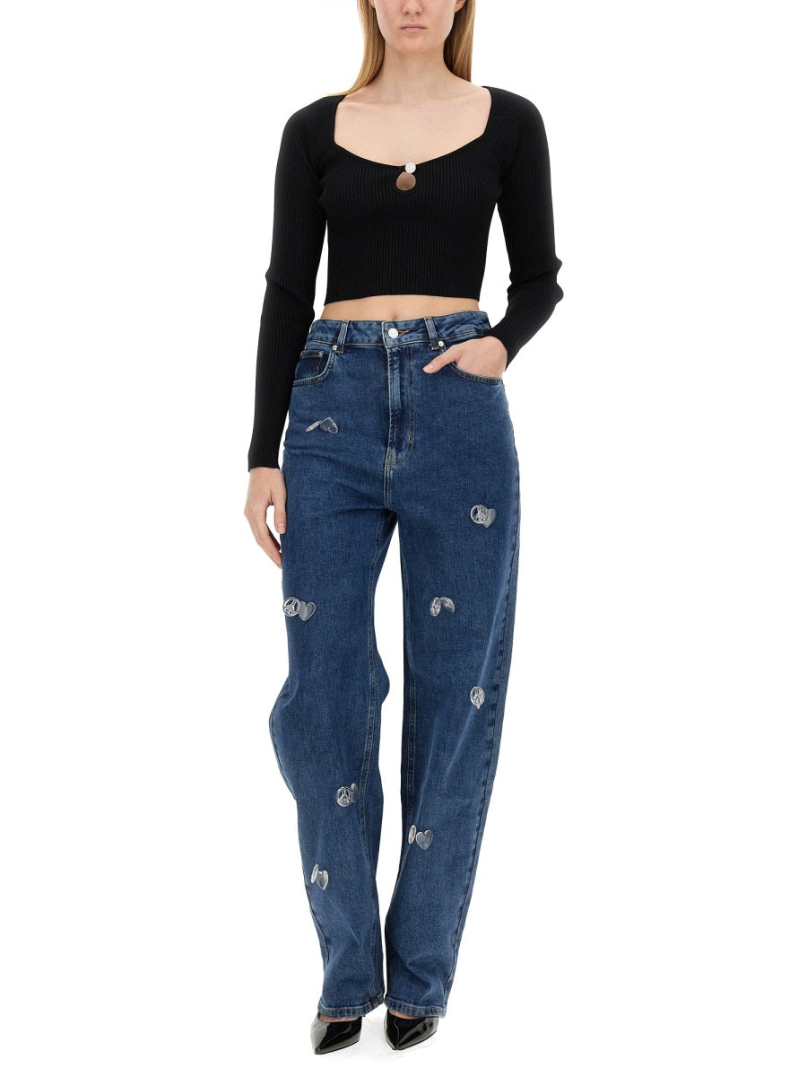 MOSCHINO JEANS Ribbed Crop Top - Size S