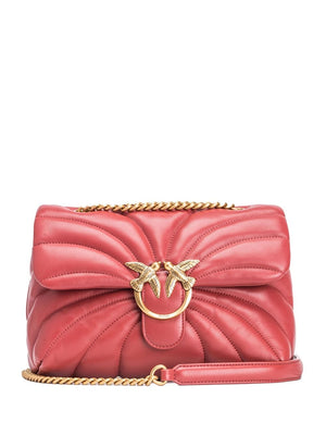 PINKO Quilted Red Sheepskin Shoulder Handbag