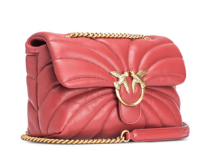 PINKO Quilted Red Sheepskin Shoulder Handbag