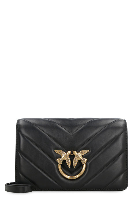 PINKO Quilted Leather Love Click Handbag - Black