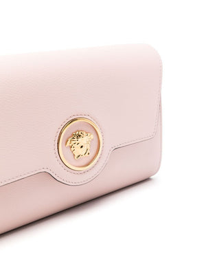 VERSACE Elegant Mini Calf Leather Handbag in Dusty Rose