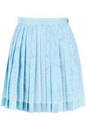 VERSACE Baroque Pleated Mini Skirt in Light Blue for Women