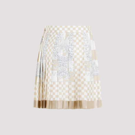 VERSACE Elegant Damier Print Silk Skirt